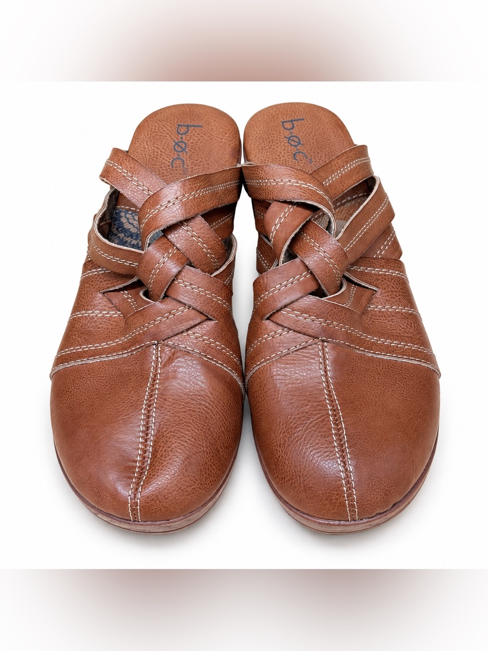 b.o.c. by Born Brown Mule Clogs Woven Straps Closed Toe Women’s 9M - Picture 1 of 8